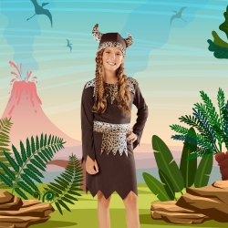 NORTHLIGHT Brown And Viking Girl Child Halloween Costume - Medium In White