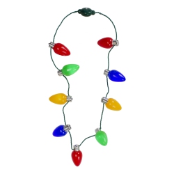NORTHLIGHT 16" Green And Flashing Retro Bulb Christmas Necklace In Red
