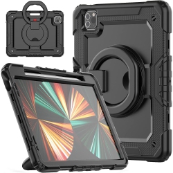 XCRS Rugged Kickstand Cover, Portable Folding Handle Grip 360° Rotating Kickstand Shockproof Hybrid Case for Apple Ipad Air (2022), Air 4 (2020)/