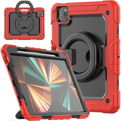 XCRS Rugged Kickstand Cover, Portable Folding Handle Grip 360° Rotating Kickstand Shockproof Hybrid Case for Apple Ipad Air (2022), Air 4 (2020)/