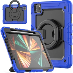 XCRS Rugged Kickstand Cover, Portable Folding Handle Grip 360° Rotating Kickstand Shockproof Hybrid Case for Apple Ipad Air (2022), Air 4 (2020)/