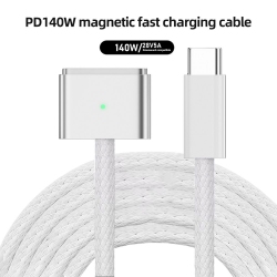 AXGEAR USB C to Magsafe 3 Charging Cable Braided Wire 6.5 Ft 2M Charging Cord With Led Charging Indicator