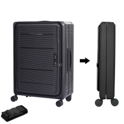 AXGEAR Collapsible Compact Luggage 24 Inch Suitcase Travel Light Foldable - In Black