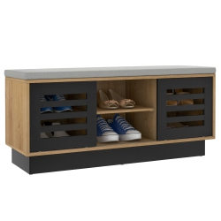 COSTWAY Shoe Storage Bench With Cushion Shoe Storage Organizer Shoe Rack Entryway Grey/natural