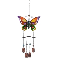NORTHLIGHT 24" And Bronze Butterfly Outdoor Garden Windchime In Purple
