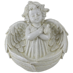 NORTHLIGHT 9" Cherub Angel Wings Bird Feeder Outdoor Garden Statue
