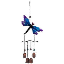 NORTHLIGHT 24" And Bronze Dragonfly Outdoor Garden Windchime In Purple