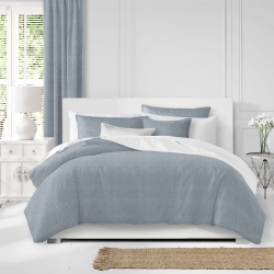 COLCHA LUXURY LINENS Set Of 3 Embossed Braid Coverlet With Pillow Shams - King In Blue