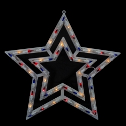 NORTHLIGHT Lighted Patriotic Star Window Decoration - 17