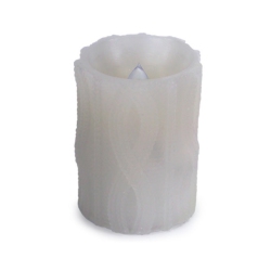 MELROSE 4" Cable Knit Battery Operated Flameless Led Wax Christmas Pillar Candle In White