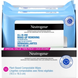 NEUTROGENA Makeup Remover Cleansing Face Wipes, Alcohol Free Facial Wipes, Dual Pack (50 Count)