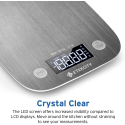 ETEKCITY Food Kitchen Scale, Digital Grams And OZ for Cooking, Baking, And Weight Loss, Christmas Gift for Holiday Meal Prep, Medium, Stainless Steel