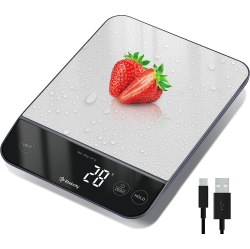 GGQ Food Scale -33lb Digital Kitchen Scale for Food Ounces Grams Rechargeable 304 Stainless Steelbatteries and Type-C Charging | Perfect for Meal Prep