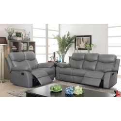 LEVOLUXE Aveon 2 Piece Pillow Top Arm Reclining Sofa And Loveseat Set In Leather Match (Grey)