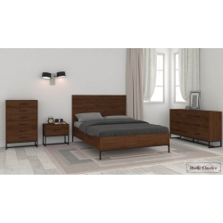 RUSTIC CLASSICS Blackcomb 4 Piece Reclaimed Wood And Metal Platform Bedroom Furniture Set In Coffee Bean (King)