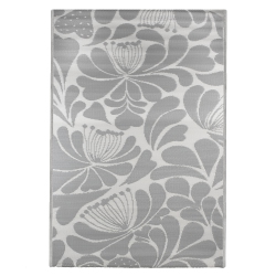 NORTHLIGHT 4' X 6' Gray And Off Floral Rectangular Outdoor Area Rug In White