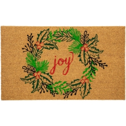 NORTHLIGHT Natural Coir "joy" Wreath Christmas Doormat 18" X 30