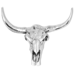 VIDAXL Skull Head Decoration Wall-Mounted Aluminium In Silver