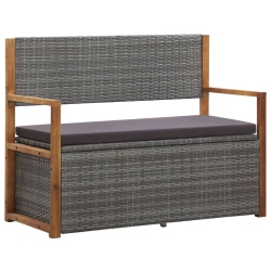 VIDAXL Storage Bench 115 Cm Poly Rattan And Solid Acacia Wood In Grey