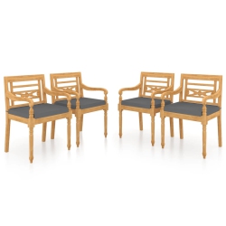 VIDAXL Batavia Chairs 4 PCs With Cushions Solid Teak Wood