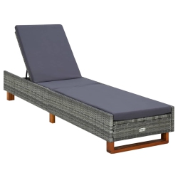 VIDAXL Sunbed With Cushion Poly Rattan In Grey