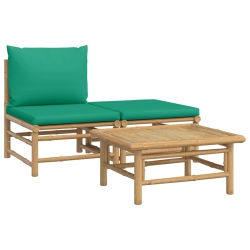 VIDAXL 3 Piece Garden Lounge Set With Cushions Bamboo In Green