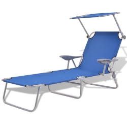 VIDAXL Sun Lounger With Canopy Steel In Blue