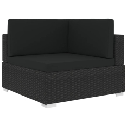 VIDAXL Sectional Corner Chair With Cushions Poly Rattan In Black