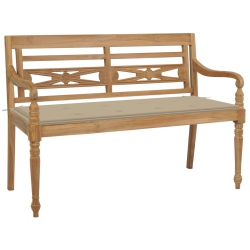 VIDAXL Batavia Bench With Cushion 120 Cm Solid Teak Wood In Beige