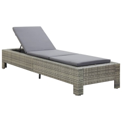 VIDAXL Sunbed With Cushion Poly Rattan In Grey
