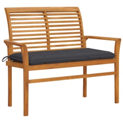 VIDAXL Garden Bench With Anthracite Cushion 112 Cm Solid Teak Wood