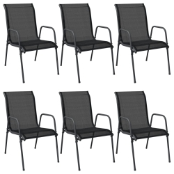VIDAXL Garden Chairs 6 PCs Steel And Textilene In Black