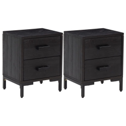 VIDAXL Bedside Cabinets 2 PCs 36X30X45 Cm Solid Wood Pine In Black