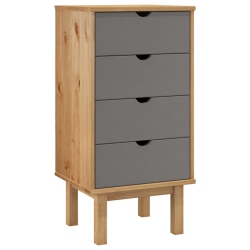 VIDAXL Drawer Cabinet Otta Brown&grey 45X39X90Cm Solid Wood Pine