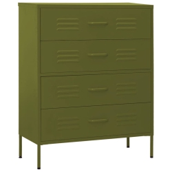 VIDAXL Chest Of Drawers Olive 80X35X101.5 Cm Steel In Green