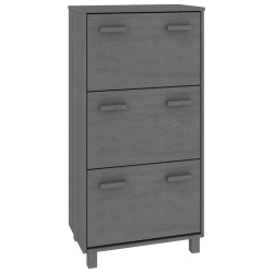 VIDAXL Shoe Cabinet Hamar Dark 59.5X35X117 Cm Solid Wood Pine In Grey