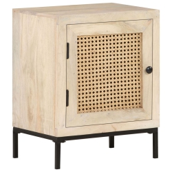VIDAXL Bedside Cabinet 40X30X50 Cm Solid Wood And Natural Cane In Mango