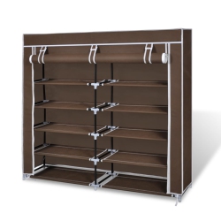 VIDAXL Fabric Shoe Cabinet With Cover 115 X 28 X 110 Cm In Brown
