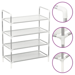 VIDAXL Shoe Rack With 4 Shelves Metal And Non-Woven Fabric In Silver