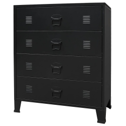 VIDAXL Metal Storage Cabinet With 4 Drawers & Name Tag Holders, 30.7X15.8X36.6 Inches In Black