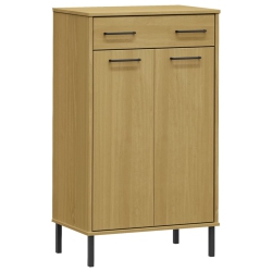 VIDAXL Shoe Rack With Metal Legs Solid Wood Pine Oslo In Brown