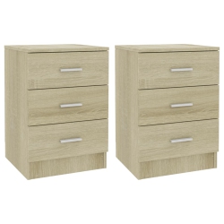 VIDAXL Bedside Cabinets 2 PCs Sonoma Oak 38X35X56 Cm Engineered Wood