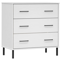 VIDAXL Sideboard With 3 Drawers 77X40X79.5 Cm Solid Wood Oslo In White
