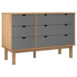 VIDAXL Drawer Cabinet Otta Brown&grey 111X43X73.5Cm Solid Wood Pine