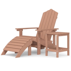 VIDAXL Garden Adirondack Chair With Footstool & Table HDpe In Brown