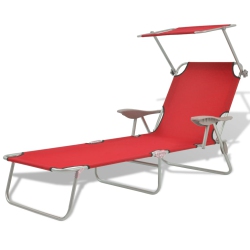 VIDAXL Sun Lounger With Canopy Steel In Red