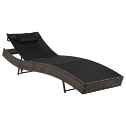 VIDAXL Sun Lounger With Pillow Poly Rattan In Brown