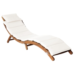 VIDAXL Sun Lounger With Cushion Solid Acacia Wood Cream