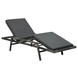 VIDAXL Sun Lounger With Cushion Poly Rattan In Grey