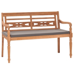 VIDAXL Batavia Bench With Dark Cushion 120 Cm Solid Teak Wood In Grey